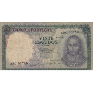 Portugal, 20 Escudos, 1960, POOR, p163