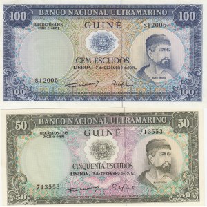 Portuguese Guinea, 50 Escudos and 100 Escudos, 1971, UNC, p44, p45, (Total 2 banknotes)