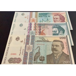 Romania, 200 Lei, 500 Lei and 1000 Lei, 1992/1993, UNC, (Total 3 banknotes)