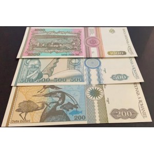 Romania, 200 Lei, 500 Lei and 1000 Lei, 1992/1993, UNC, (Total 3 banknotes)