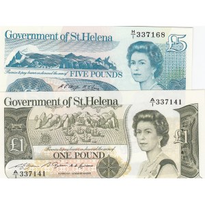 Saint Helena, 1 Pound and 5 Pounds, 1981/1998, UNC, p9, p11, (Total 2 banknotes)
