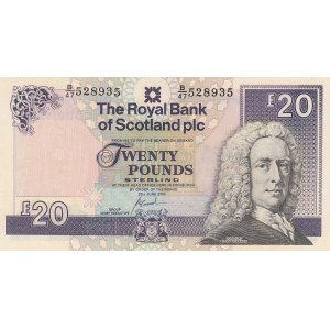 Scotland, 20 Pounds, 2000, AUNC, p354d