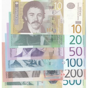 Serbia, 10 Dinara, 20 Dinara, 50 Dinara, 100 Dinara, 200 Dinara and 500 Dinara, 2006/2014, UNC, (Total 6 banknotes)
