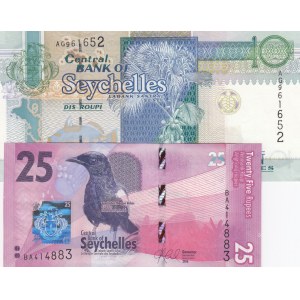 Seychelles, 10 Ruppes and 25 Rupees, 2013/2016, UNC, p36c, p48, (Total 2 banknotes)