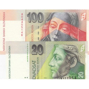 Slovakia, 20 Korun and 100 Korun, 2004/2006, UNC, p20, p44, (Total 2 banknotes)