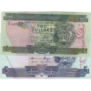 Solomon Islands, 2 Dollars and 5 Dollars, 2004/2006, UNC, p25, p26, (Total 2 banknotes)