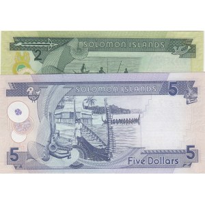 Solomon Islands, 2 Dollars and 5 Dollars, 2004/2006, UNC, p25, p26, (Total 2 banknotes)