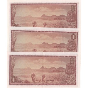 South Africa Republic, 1 Rand, 1973-75, AUNC/UNC, p116, (Total 3 consecutive banknotes)