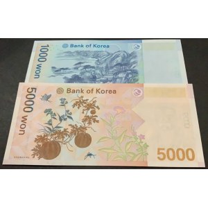South Korea, 1.000 Won and 5.000 Won, 2006/2007, UNC, p54, p55, (Total 2 banknotes)