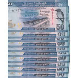 Sri Lanka, 50 Rupees, 2016, UNC, p124d, (Total 10 consecutive banknotes)
