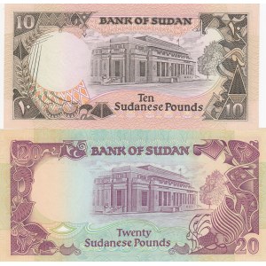 Sudan, 10 Pounds and 20 Pounds, 1991, UNC, p46, p47, (Total 2 banknotes)