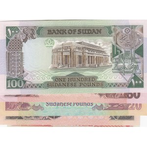 Sudan, 5 Pounds, 10 Pounds, 20 Pounds, 50 Pounds and 100 Pounds, UNC, (Total 5 banknotes)