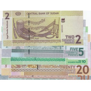Sudan, 2 Pounds, 5 Pounds, 10 Pounds, 20 Pounds and 50 Pounds, UNC, (Total 5 banknotes)