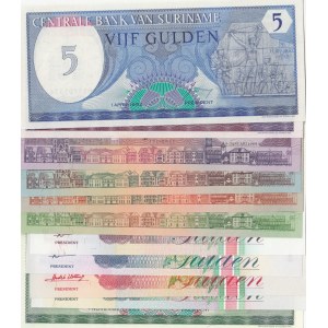 Suriname, 5 Gulden (2), 10 Gulden, 25 Gulden (3), 100 Gulden (3), 250 Gulden and 500 Gulden, 1982/1998, UNC, (Total 11 banknotes)