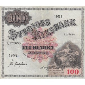 Sweden, 100 Kronor, 1958, XF, p45d