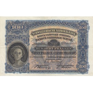 Switzerland, 100 Franken, 1947, XF, p35u