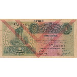 Syria, 1 Pound, 1939, POOR, p40