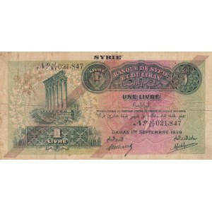 Syria, 1 Pound, 1939, FINE (+), p40c