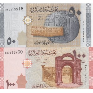 Syria, 50 Pounds and 100 Pounds, 2009, UNC, p112, p113, (Total 2 banknotes)
