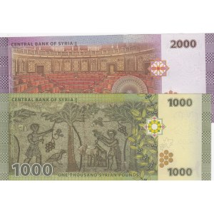 Syrie, 1.000 Pounds and 2.000 Pounds, 2015/2017, UNC, p116, p117, (Total 2 banknotes)