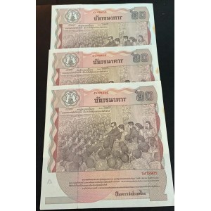 Thailand, 60 Baht, 1987, UNC, p93, (Total 3 consecutive banknotes)