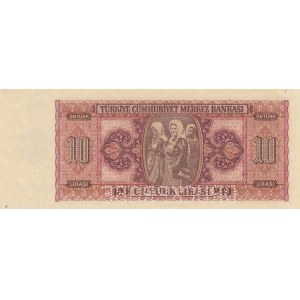 Turkey, 10 Lira, 1942, UNC, 3/1. Emission, p142, SPECIMEN