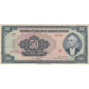 Turkey, 50 Lira, 1947, XF, 3/2. Emission, p143