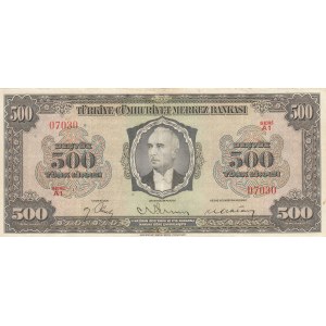 Turkey, 500 Lira, 1946, VF (+), 3/1. Emission, p145
