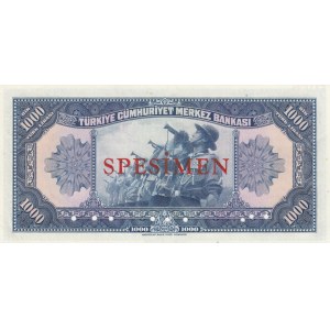 Turkey, 1.000 Lira, 1946, UNC, 3/1. Emission, p146, SPECIMEN