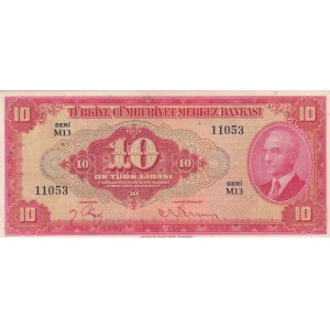 Turkey, 10 Lira, 1947, XF, 4/1. Emission, p147