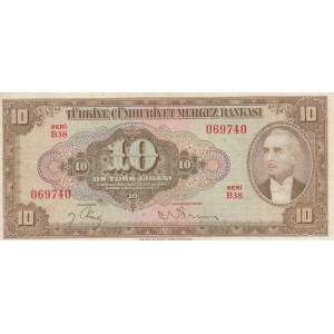 Turkey, 10 Lira, 1948, XF, 4/2. Emission, p148