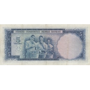 Turkey, 5 Lira, 1952, XF, 5/1. Emission, p154