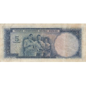 Turkey, 5 Lira, 1952, VF, 5/1. Emission, p154