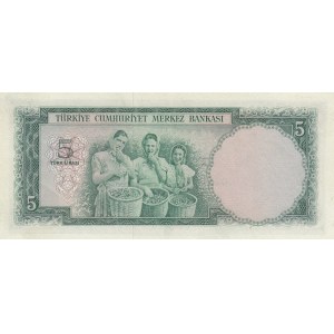 Turkey, 5 Lira, 1959, AUNC, 5/2. Emission, p155