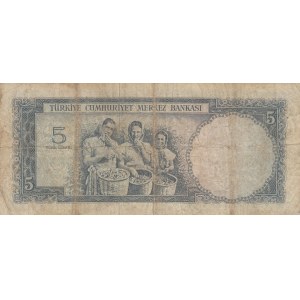 Turkey, 5 Lira, 1961, POOR, 5/3. Emission, p173