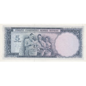 Turkey, 5 Lira, 1965, AUNC, 5/4. Emission, p174