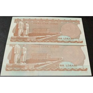 Turkey, 20 Lira, 1983, UNC,6/4. Emission, p188, I01 first prefix and I90 last prefix