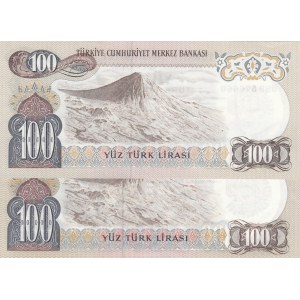 Turkey, 100 Lira, 1979, UNC, 6/2. Emission, p189, PHOSPHORUS  NON-PHOSPHORUS SET, (Total 2 banknotes)