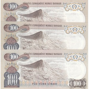 Turkey, 100 Lira, 1979, UNC, 6/2. Emission, p189, (Total 3 banknotes)