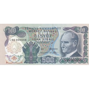 Turkey, 500 Lira, 1974, UNC, 6/2. Emission, p19e, Low Serial Number