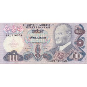 Turkey, 1.000 Lira, 1978, FINE / VF, 6/1. Emission, p191, REPLACEMENT