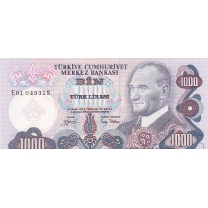 Turkey, 1.000 Lira, 1979, UNC, 6/2. Emission, p191, E01 first prefix