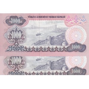 Turkey, 1.000 Lira, 1981, UNC, 6/3. Emission, p191, (Total 2 banknotes)