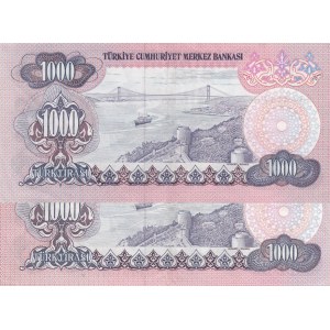 Turkey, 1.000 Lira, 1981, XF, 6/3. Emission, p191, PHOSPHORUS  NON-PHOSPHORUS SET, (Total 2 banknotes)