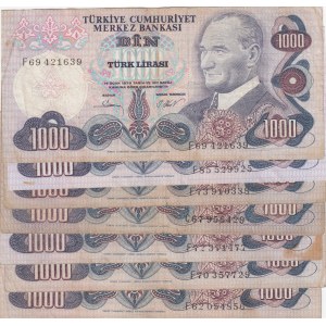 Turkey, 1.000 Lira, 1981, FINE / VF, 6/3. Emission, p191, (Total 8 banknotes)