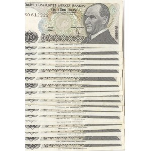 Turkey, 10 Lira, 1966, UNC, p180, (Total 20 banknotes)