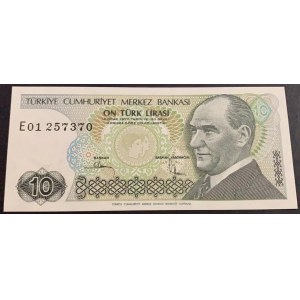 Turkey, 10 Lira, 1982, UNC, 7/2. Emission, p193, E01 first prefix