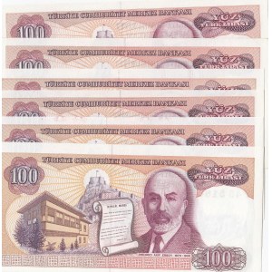 Turkey, 100 Lira, 1983/1984, UNC, 7/1. and 7/2. Emission, p194, (Total 6 banknotes)