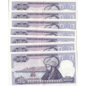 Turkey, 1.000 Lira, 1986, XF / AUNC, 7/1. Emission, p196, (Total 8 banknotes)