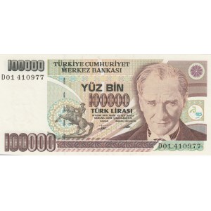 Turkey, 100.000 Lira, 1994, UNC, 7/2. Emission, p205b, D01 first prefix